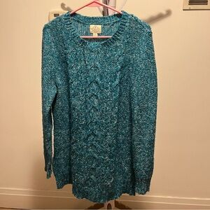 St John’s Bay Teal Cable Knit Long Sweater size medium
